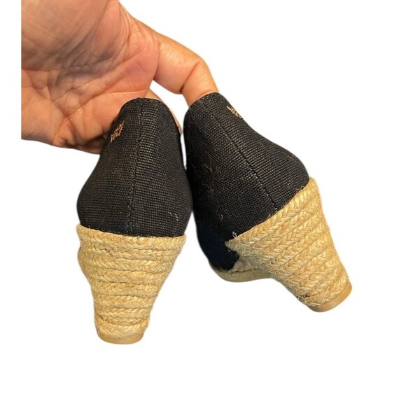 Viscata Barcelona Womens Black V cut Canvas Wedge Espadrilles Euro Size 36 Us 6 - Picture 7 of 11